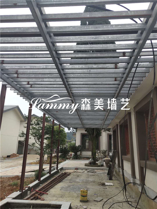 钢结构仿木纹漆施工 福建南平考亭书院施工案例